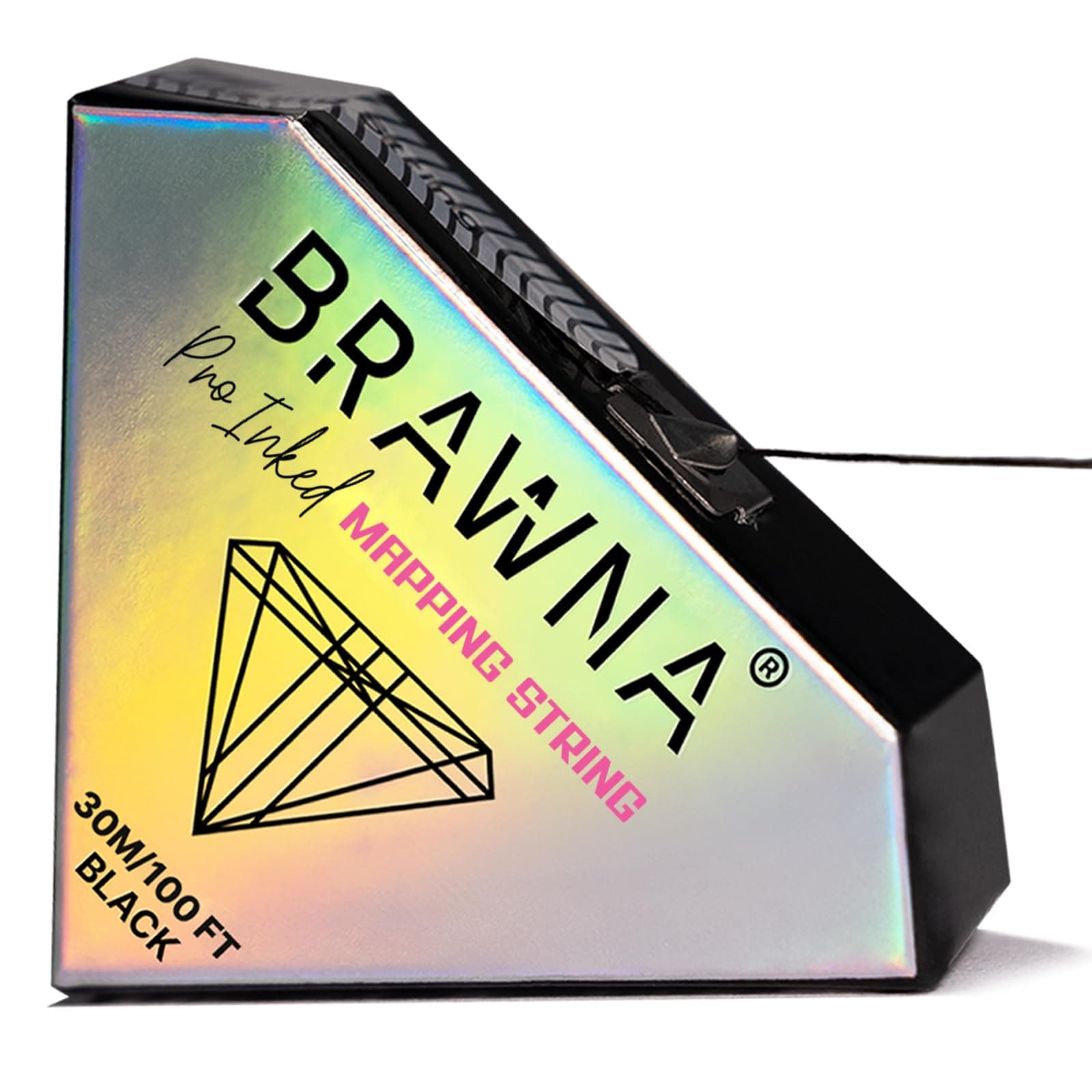 BRAWNA 30M (100 FT) Pre - Inked Mapping String for Eyebrow and Lip Measuring - Premium Microblading string - PMU Supplies - Inked Thread - Black