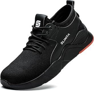 Safety Shoes for Men Women Steel Toe Boots Non-Slip Lightweight Breathable Sneakers Puncture Proof Protective Industrial Black Work Shoes, 42 EU