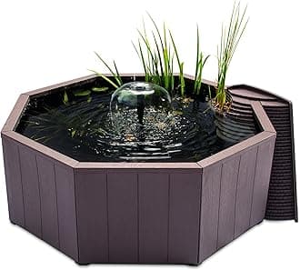 Aquagarden No Dig Nature Pool, Complete Water Feature Kit, Attract Birds and Wildlife to Your Yard, Includes Pond Structure, Liner, Fountain Pump, Nature Ladder, Planting Pocket