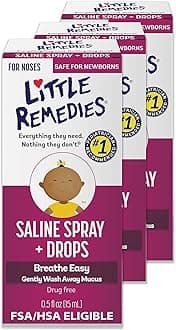 Little Remedies Saline Spray and Drops | Safe for Newborns | 0.5 Fl. Oz (Pack of 3)