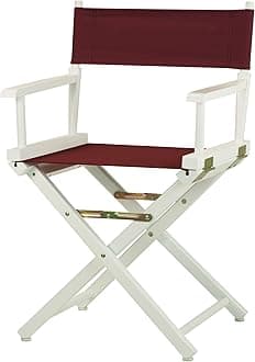 18" Director's Chair White Frame with Burgundy Canvas