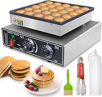 Mini Pancake Maker 25pcs, Dutch Pancake Baker Maker Commercial Poffertjes Electric Dorayaki Maker, Stainless Steel, Temp & Time Control, 110V Commercial Pancake Maker, 50-300℃ Poffertjes Maker