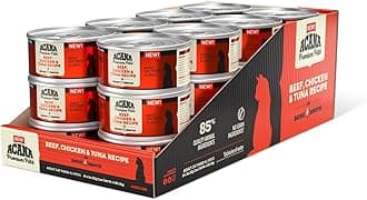 ACANA Premium Pate Wet Cat Food in Bone Broth Beef Chicken + Tuna Recipe 3oz Cans (24 count)
