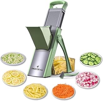 Upgrade Safe Mandoline Slicer Plus, Adjustable Vegetable Food Chopper Potato Fries French Fry Cutter, Detachable Blade, Kitchen Chopping Artifact, New Kitchen Gift JS03 Green