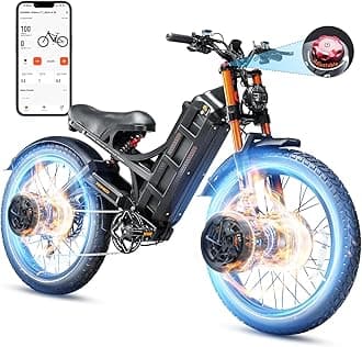 eAhora 2025 Romeo Pro 3/ Pro 2 5600W/ 4000W 50/46MPH Dual Motor Electric Bike for Adults, 80/70Ah/200+ Miles Long Range Electric Bike, 26'' Puncture-Proof Tire, 7-Speed Pedal Assist UL Certificate