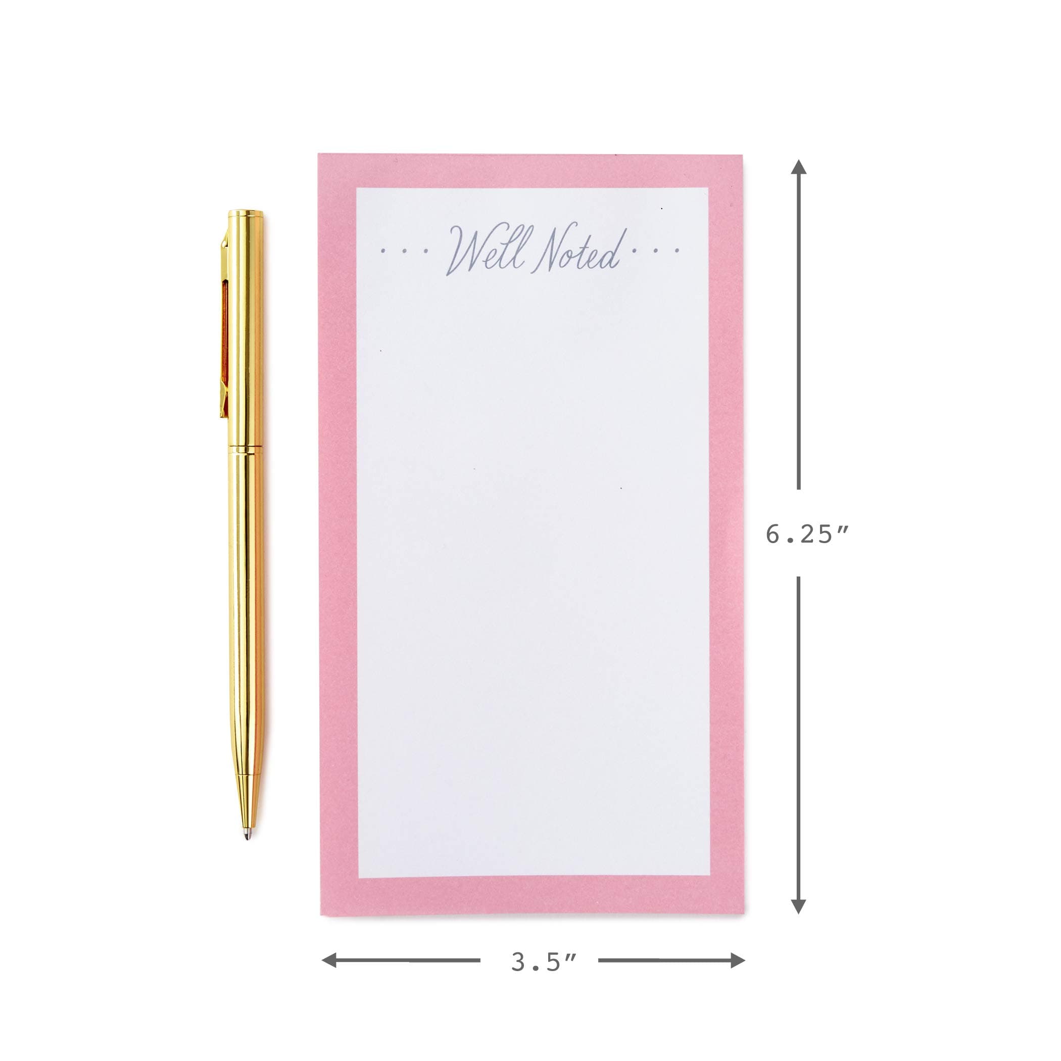 Hallmark Notepad Bundle with Pen, Pretty Pinks (3 Notepads in Assorted Sizes with Gold Pen)