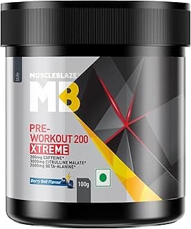 - Pre Workout 200 Xtreme Powder, Berry Bolt (15 Servings, 100g) | 200mg Caffeine, 3000mg Citrulline