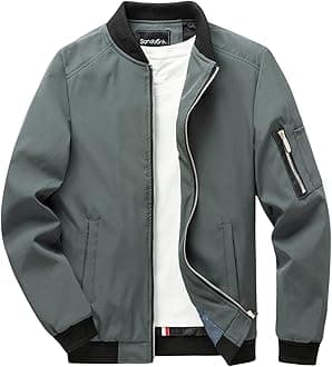 Men's Slim Fit Lightweight Softshell Flight Bomber Jacket Coat