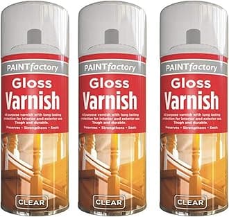 3 x 250ml Clear Gloss Varnish Spray – Acrylic Wood Finish Spray for Indoor & Outdoor Use – Quick Dry, Durable Sealer for Furniture, Craft, Paint, All-Purpose Protection HitlineUK