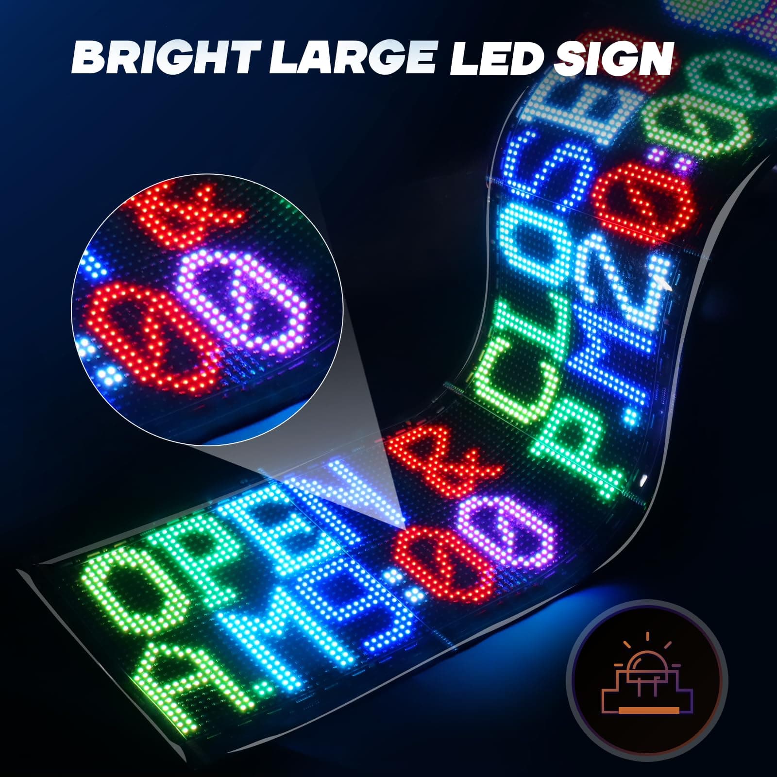 KJOY Double Row Multi Task Loop Playback LED Sign, 31''x8'' Flexible 24V/2A Huge Bright Programmable LED Sign, Bluetooth App Control Custom Text Digital Scrolling Display for Store, Schools, Hotel