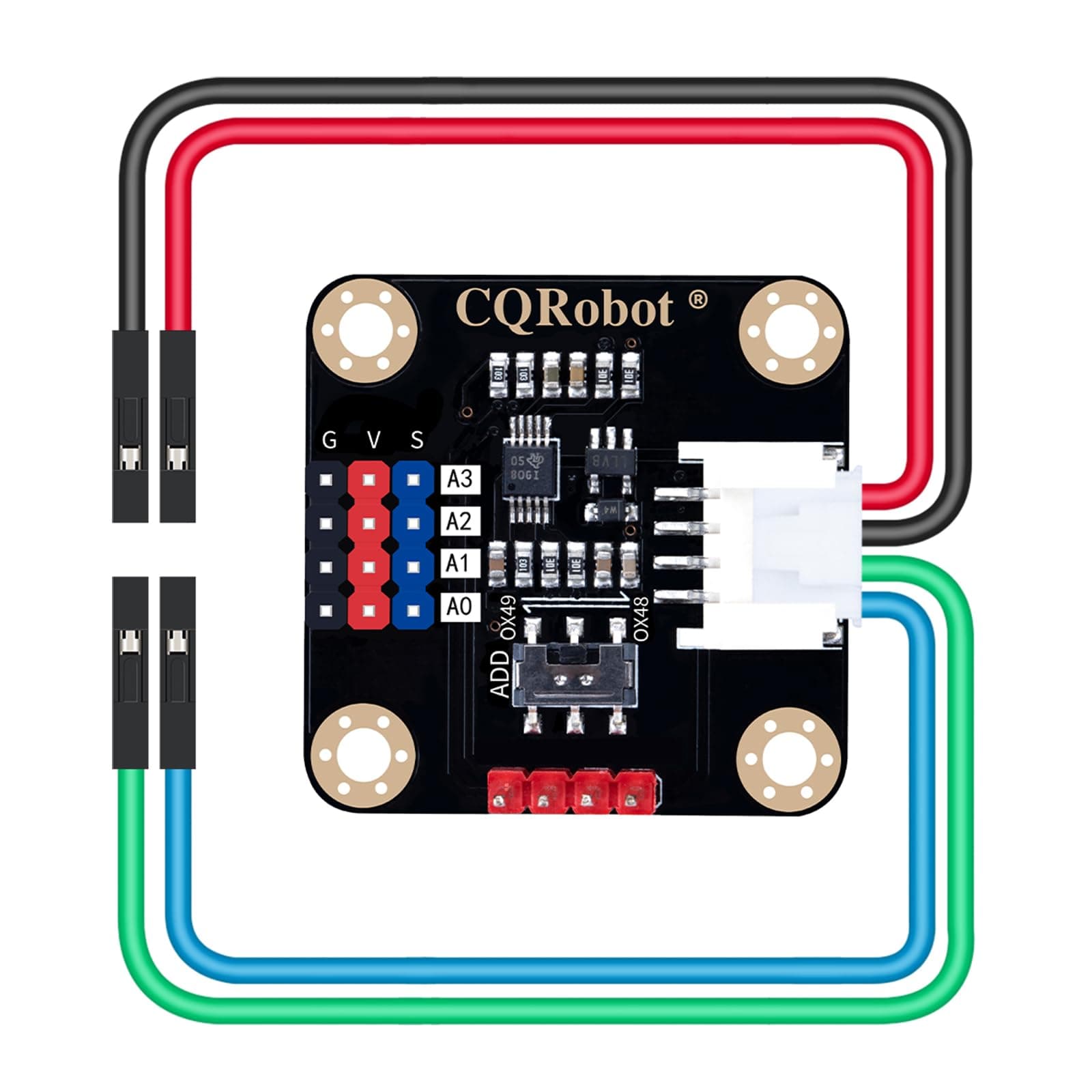 CQRobot ADS1115 16-Bit ADC Conversion Module Compatible with Raspberry Pi and Arduino Boards. Achieve Analog and Digital Signal Acquisition or Conversion, 3.3V to 5V, I2C Address Selection Switch.