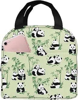 Majoug Pandas Portable Lunch Bag Woman Waterproof Tote Shoulder Bags Small Handbags Purses,Shopping Office/School/Picnic/Travel/Camping