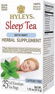 Hyleys Sleep Mint Herbal Tea - Caffeine-Free Evening Unwind - 25 Tea Bags