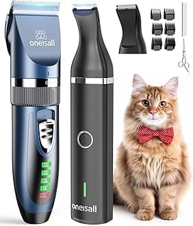 - oneisall Cat Clippers and Paw Trimmer 3 in 1 Cat Grooming Kit,Cat Clippers for Matted Hair,Cordless Kitty Shaver for Matted Long Hair,2 Speed Pet Clippers