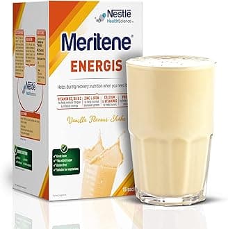 Meritene Energis Vanilla Protein Shake | 30g Powder Sachets, Pack of 15 | Nutritional Support Mix with Proteins and Minerals | With Vitamin D, B & K