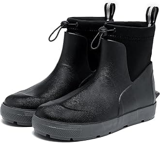 Men's Deck Boots,Ankle Rubber Rain boots Waterproof Anti-Slip Waterproof Shoes, Fishing Boating Boots Water Work Shoes for Men