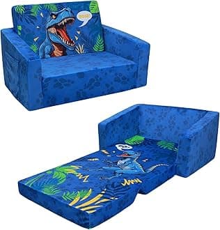 Foldable Kids Sofas Couch 2 in 1 Children Convertible Sofa to Lounger Flip Open Toddlers Sofa Bed