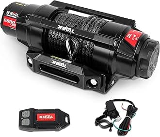 X-BULL New 6000LBS IP68 Waterproof Electric Winch Boat Trailer Winch with 2 in 1 Wireless Remote Synthetic Rope 1/4 in x49.8ft Hook Automatic Braking Powersports Off Road