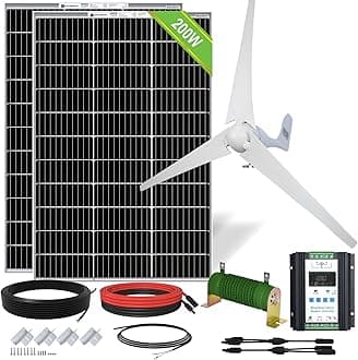 ECO-WORTHY 600W Solar Wind Power Kit: 2X 100W Mono Solar Panel + 1x 400W Wind Turbine Generator for Home/RV/Boat/Farm/Street Light and Off-Grid Appliances