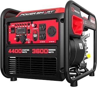 PowerSmart - 4450W Portable Inverter Generator, Gas Powered, CO Sensor, EPA Compliant, Lightweight and Quiet for Home Use and Emergency Backup, Camping