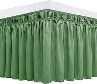 Biscaynebay Wrap Around Bed Skirts for Twin & Twin XL Beds 15" Drop, Sage Adjustable Elastic Dust Ruffles Easy Fit Wrinkle & Fade Resistant Silky Luxurious Fabric Machine Washable