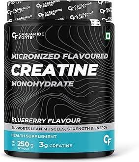 Carbamide Forte Micronised Creatine Monohydrate Powder | Creatine powder for men and women | Creatine Supplement for Lean Muscle Volumization, Strength & Energy-Blueberry- 62 Servings - 250 Grams