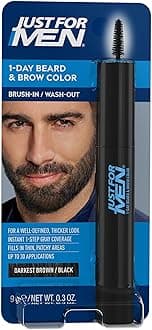 1-Day Beard & Brow Color, Temporary Color for Beard and Eyebrows, For a Fuller, Well-Defined Look, Up to 30 Applications, Darkest Brown/Black