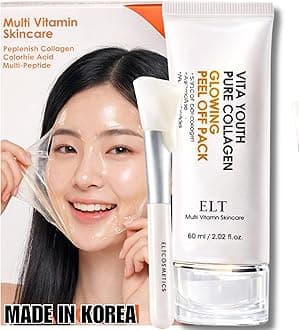 ELT Collagen Peel Off Face Mask Pack - Korean Wrapping Face Peel Mask - Hydrating & Firming Facial Mask with 5 Types of Collagen, 8 Peptides, Silicone Brush Included (60 ml / 2.02 fl.oz)