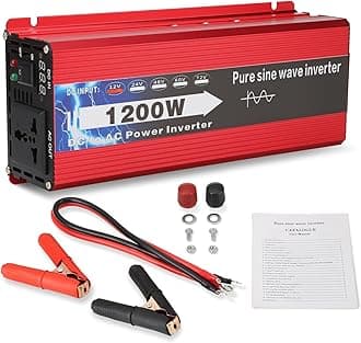 NIHAO1200W Power Inverters DC 12V to 110V AC Converter International Socket with Battery Clips for Vehicles, RV, Truck, Off-Grid Solar System