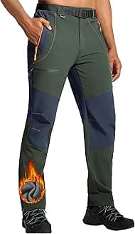 ISEEGZ Mens Snow Ski Hiking Pants Winter Fleece Lined Outdoor Waterproof Insulated Zipper Bottom Leg