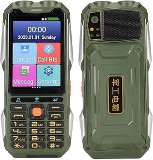 Rugged Senior Cellphone, 4G Large Mobile Phone for Elderly, 4in, 18000mAh Battery, Sound Quick Dial Phone for Android 7.0, Dual LED Lights (Green)