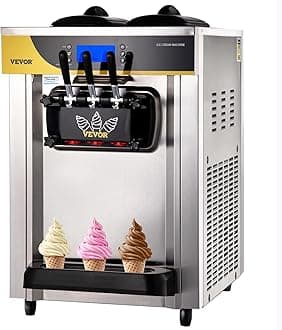 - VEVOR Commercial Ice Cream Maker, 22-30L/H Yield, Countertop Soft Serve Machine with 2x6L Hopper 2L Cylinder LCD Panel Puffing Shortage Alarm, Frozen Yogurt Maker for Restaurant Snack Bar, Silve