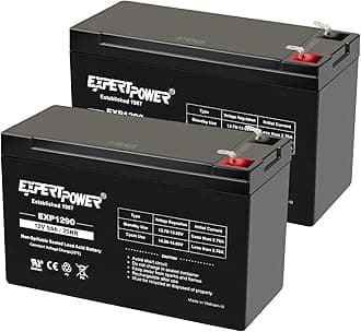 EXP1290 (2 Pack) - 12V 9AH SLA AGM Rechargeable 12V Battery for Ride on Toys, Backup UPS Battery Replacement, 12 Volt Batteries for Alarm, Electric Bike, F2 Terminals (.250")