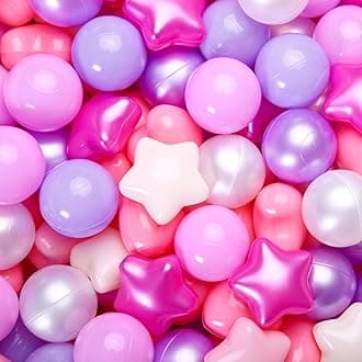 Shape Ball Pits Balls, Star Heart Plastic Play Balls for Toddlers Kids Children, DIY Giant Friendship Bracelet Banner