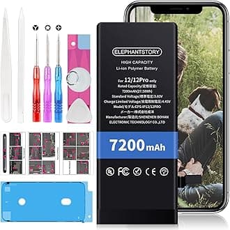 Upgraded 7200mAh Battery for iPhone 12/12PRO, New 0 Cycle Replacement Battery for iPhone 12/12PRO with Complete Repair Tool Kit and Instructions, Model A2172 A2402 A2403