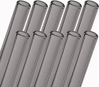 AOMI Glass Blowing Tubes, 10pcs 8inch Long Translucent Black OD 12mm 8mm ID 2mm Wall Thickness Borocilicate Glass Tubes for Cut Art DIY