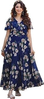 Shasmi Women's Georgette Digital Floral Printed Gown Dress for Women (Dress 35)