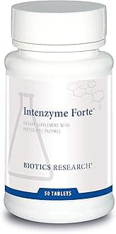 Intenzyme Forte™ Proteolytic Pancreatic Enzymes, Pancreatin, Bromelain, Papain, Lipase, Amylase–Supplement Supports Healthy Protein Digestion–Immune & Circulatory Function 50 Tablets