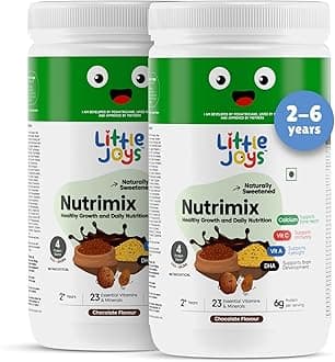 Little Joys NutriMix Powder – Chocolate I Complete Nutrition Drink for Kids (2+ Years) I No Refined Sugar I Calcium, DHA, Vit A, C I Almonds, Dates, Walnuts, Chia & Flax I 100% Vegetarian I 800 gm