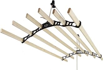 Monster Shop Clothes Airer Ceiling Mount Pulley System Traditional Clothing Dryer 6 Lath Laundry Rack Rail 2-4 Hour Drying 200cm x 56cm Black & Ethically Sourced Pine Wood