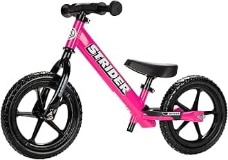 Strider 12” Sport Bike - No Pedal Balance Bicycle for Kids 18 Months to 5 Years - Includes Safety Pad, Padded Seat, Mini Grips & Flat-Free Tires - Tool-Free Assembly & Adjustments