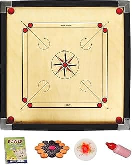 WRF Superior Matte Finish Practice Carrom Board for Serious Professional Practice with Coins Striker and Powder Black New(32 inch Carrom TS-5)