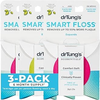 Smart Floss - Natural Floss, PTFE & PFAS Free Floss, Gentle on Gums, Expands & Stretches, BPA Free Floss - Natural Dental Floss Cardamom Flavor (Pack of 3)