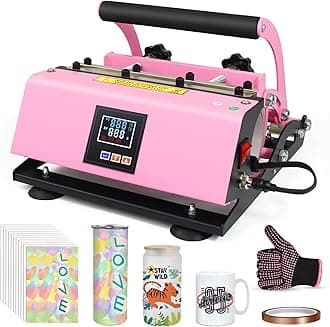 Realkant Tumbler Heat Press Machine, 110V Tumbler Press for 20OZ 30OZ Sublimation Skinny Straight Tumblers Glass Jar & 11-15OZ Mugs, Mug Tumbler Press with 20pcs Paper Heat Tape Gloves As Gift (Pink)