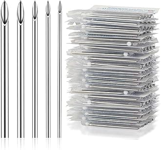 YONGDA 50pcs Piercing Needles Kit - Mixed Gauges 12G 14G 16G 18G 20G Hollow Sharp Tips for Ear Nose Lip Belly Cartilage Piercings