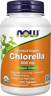 Supplements, Organic Chlorella 500 Mg With Naturally Occurring Chlorophyll, Betacarotene, Mixed Carotenoids, Vitamin C, Iron 200 Tablets