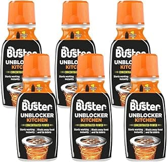 Buster Kitchen Plughole Unblocker (Pack of 6 x 150g) Fast-Acting Sink Unblocker Dissolves Fat, Food & Debris, Drain Cleaner Clears Blockages in Kitchen Sink Pipes - Made in UK