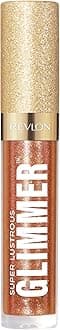 Revlon Super Lustrous Glimmer Gloss – Hydrating & Plumping Lip Gloss with Plant-Based Glitter, 3D Shimmer, 39% Hydration Boost & Oversized Applicator, Bronze Spark