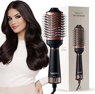- MakeMeeBold Hot Air Brush | 2-in-1 Hair Dryer & Straightener with 3 Temp & 2 Speed Settings, 360° Airflow Vents, PTC Fast Heating, Ceramic Plates, Auto Shut-Off | Gifts for woman