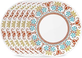 Corelle Global Collection Vitrelle Dinner Plates Set, Triple Layer Recycled Glass, Lightweight Eco-Friendly 10-1/4-In Plates Set, Terracotta Dreams, 6 PIECE